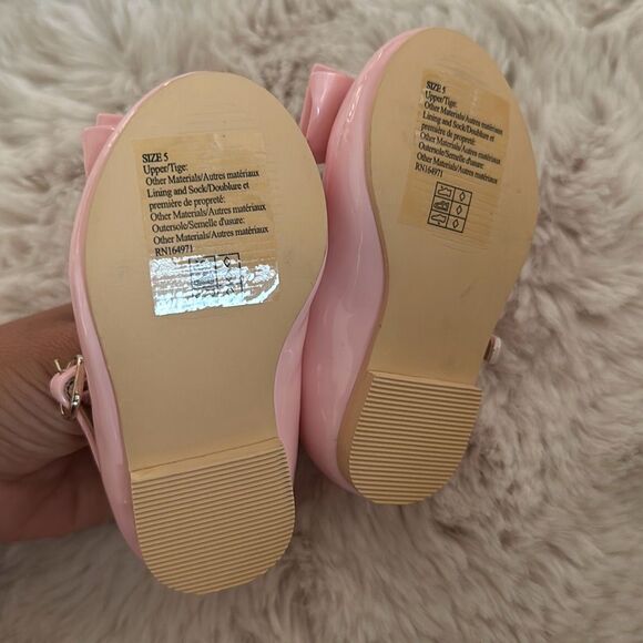 Janie & Jack Patent Bow Ballet Flat in Cotton Candy Pink Size 5 - Picture 4 of 5